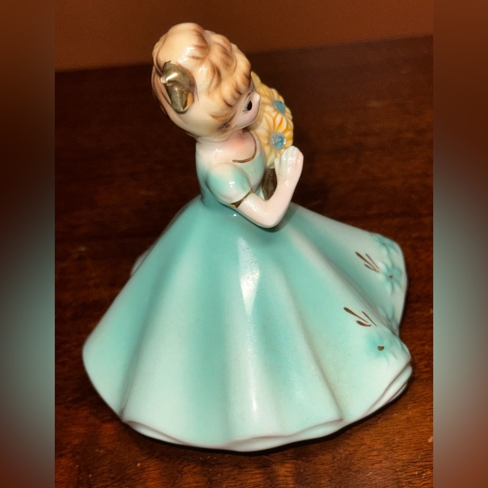 Vintage Josef Originals March Girl Figurine Aqua Dress + Rhinestones - Picture 4 of 6
